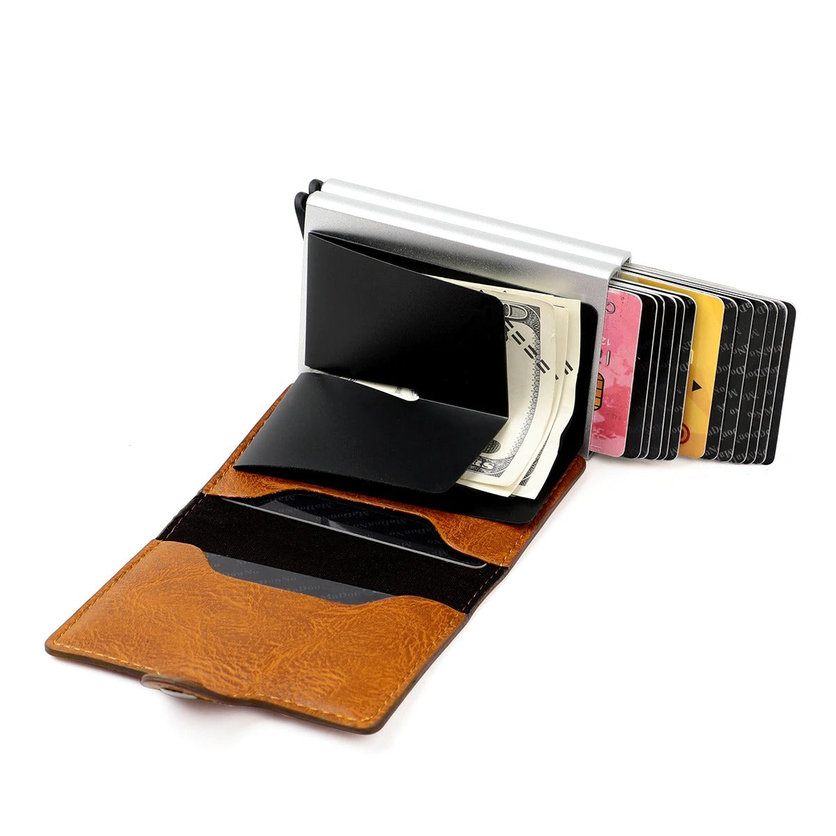 RFID Blocking Leather Wallet with Pop-Up Card Holder