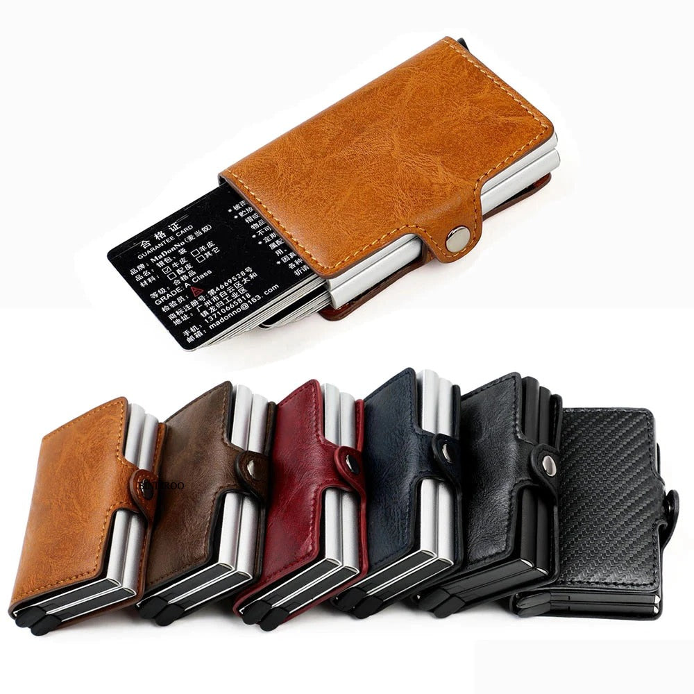 RFID Blocking Leather Wallet with Pop-Up Card Holder