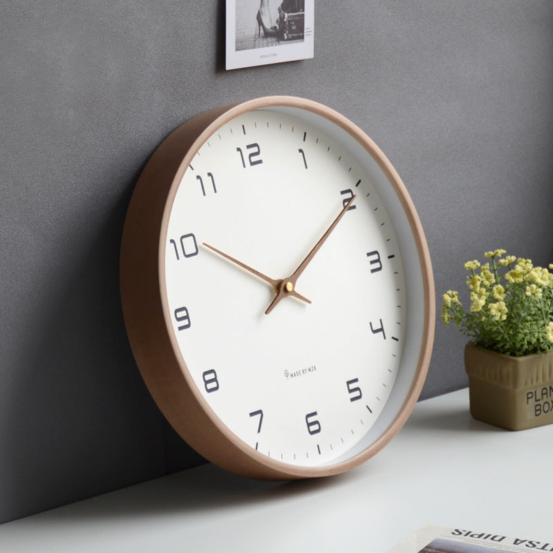 Circular Wooden Frame Wall Clock with Silent Movement