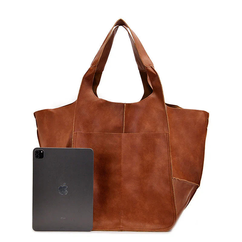 Leather Tote Bag for Women with Shoulder Straps