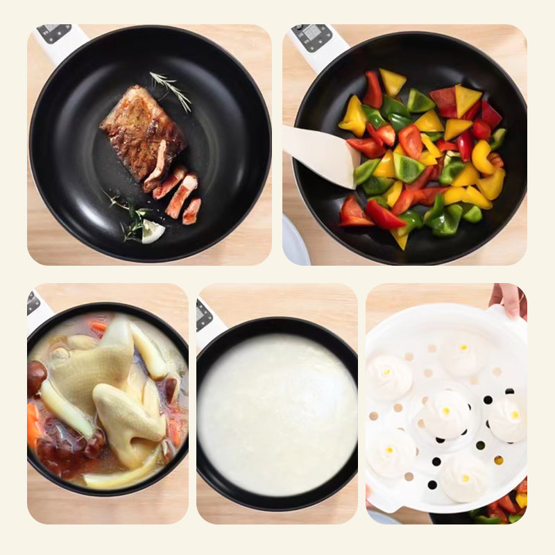3L Electric Frying Pan with Steamer and Multi Cooking Functions