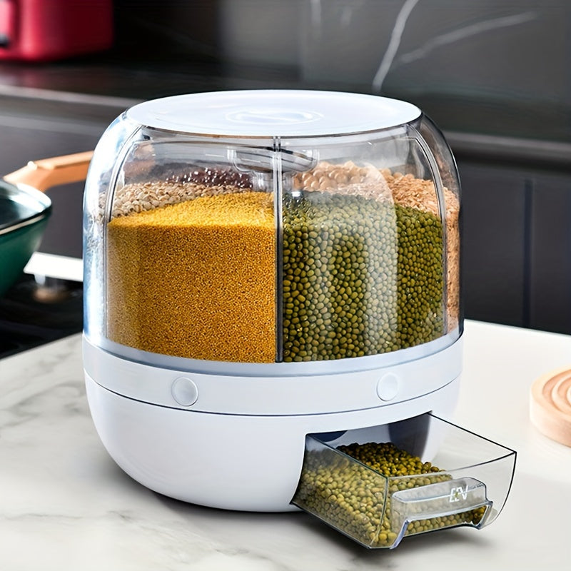 Rotating Grain Storage Container with Lid