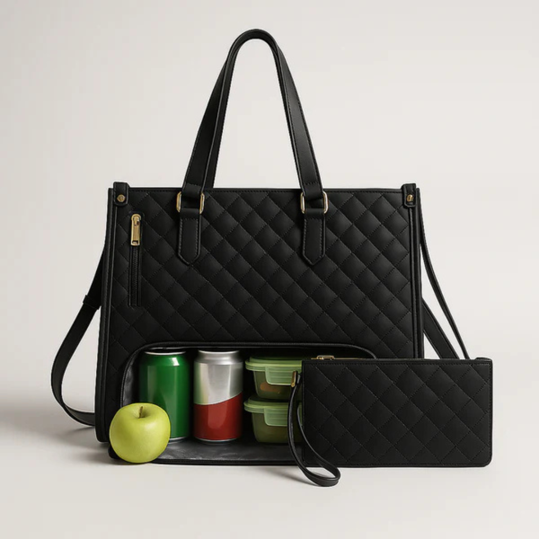 All-in-One Work Quilted Tote Bag with Clutch Purse