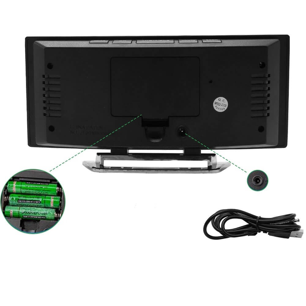 Curved LED Digital Alarm Clock with Desk Display