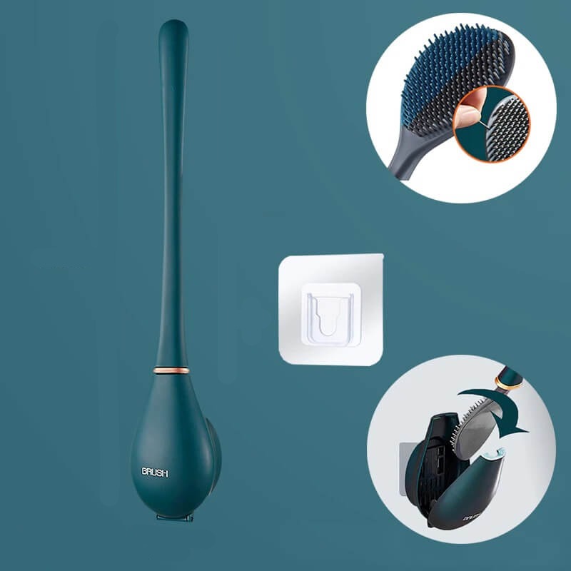 Wall-Mounted Flexible Toilet Brush with Holder