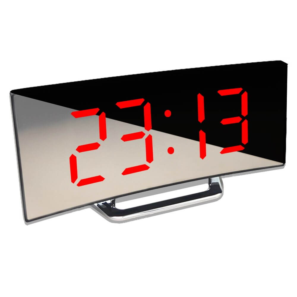 Curved LED Digital Alarm Clock with Desk Display