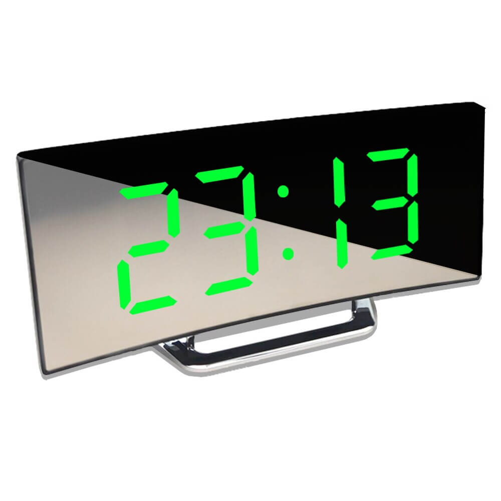 Curved LED Digital Alarm Clock with Desk Display