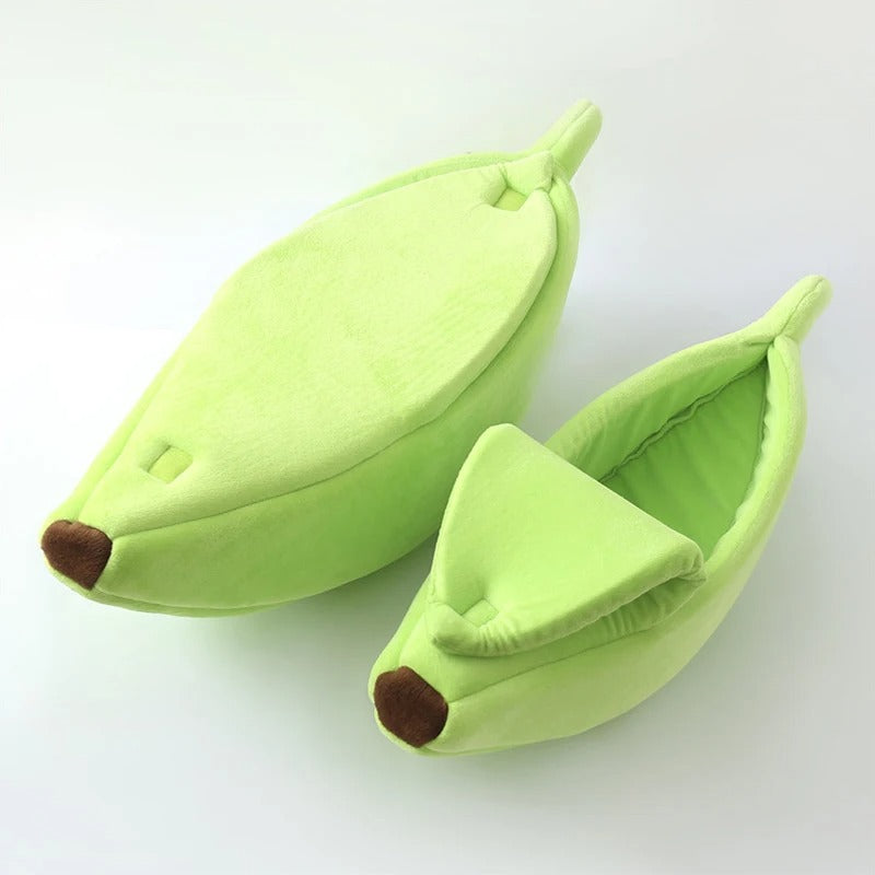 Banana-Shaped Cat Bed with Soft Plush Cushion