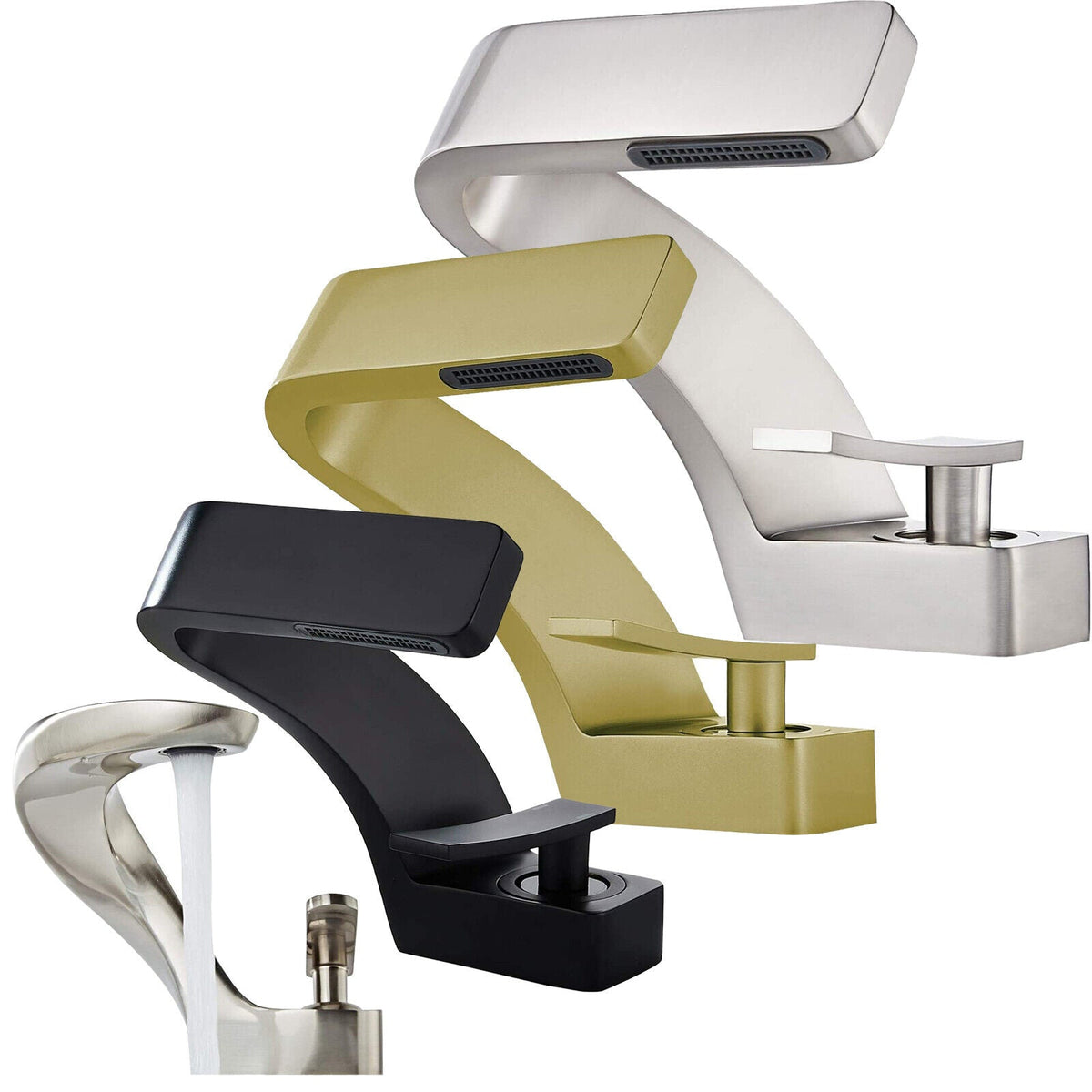 Hot and Cold Curved Faucet - Deck Mounted Waterfall