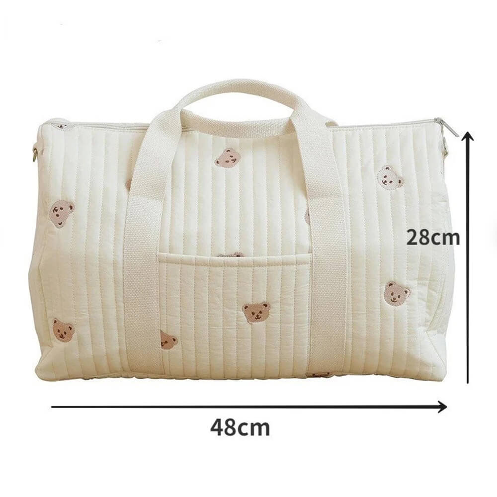 Large Bear Print Quilted Baby Bag for Maternity Travel