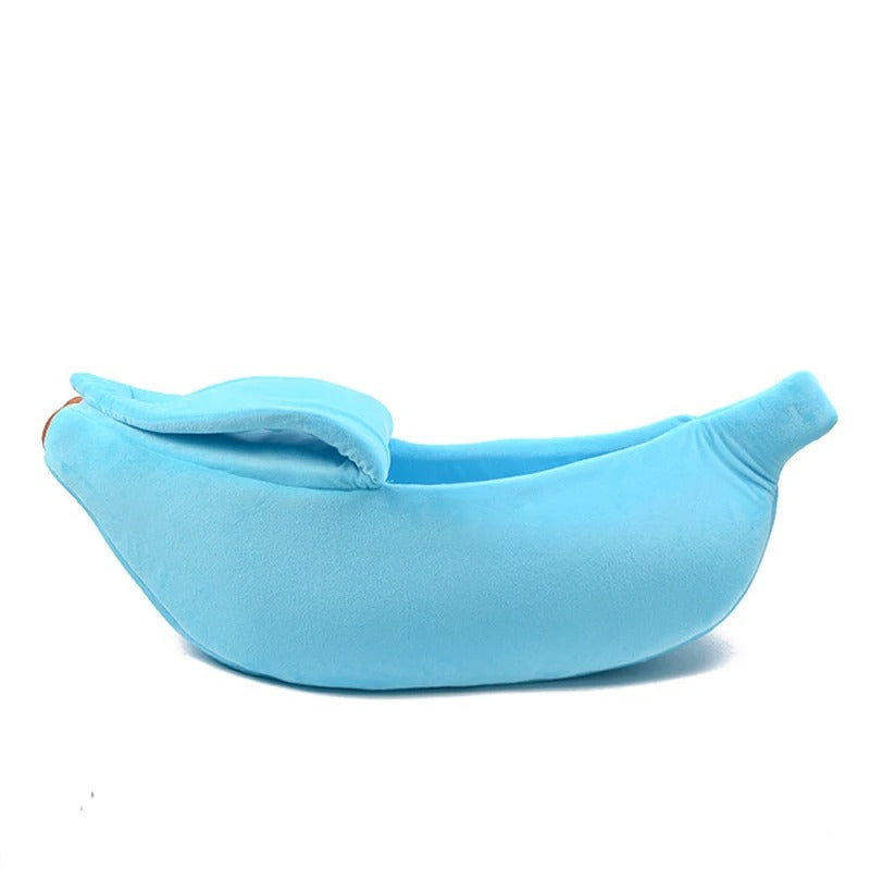 Banana-Shaped Cat Bed with Soft Plush Cushion
