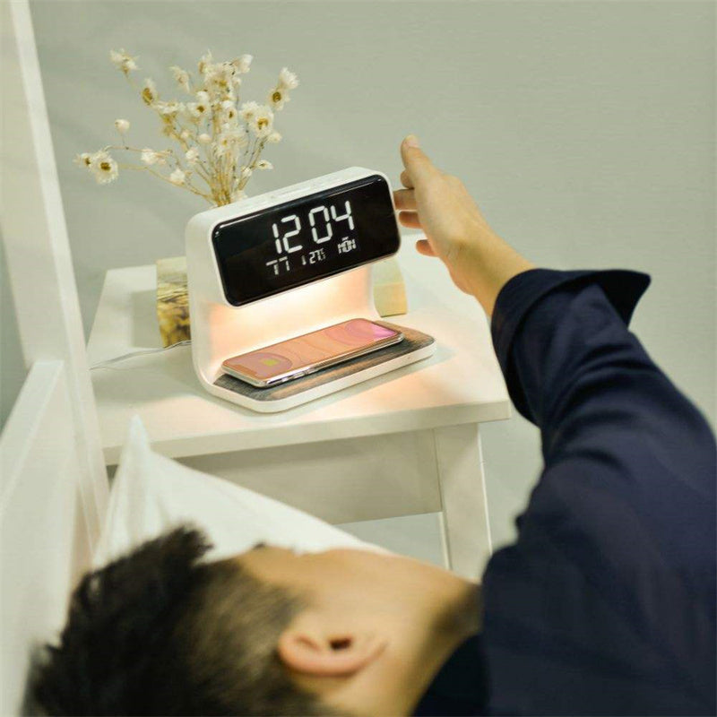 Digital 3-in-1 Bedside Lamp with Wireless Charger