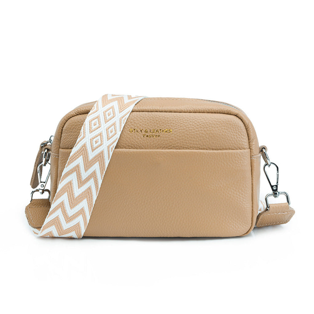 Leather Crossbody Bag for Women with Patterned Strap