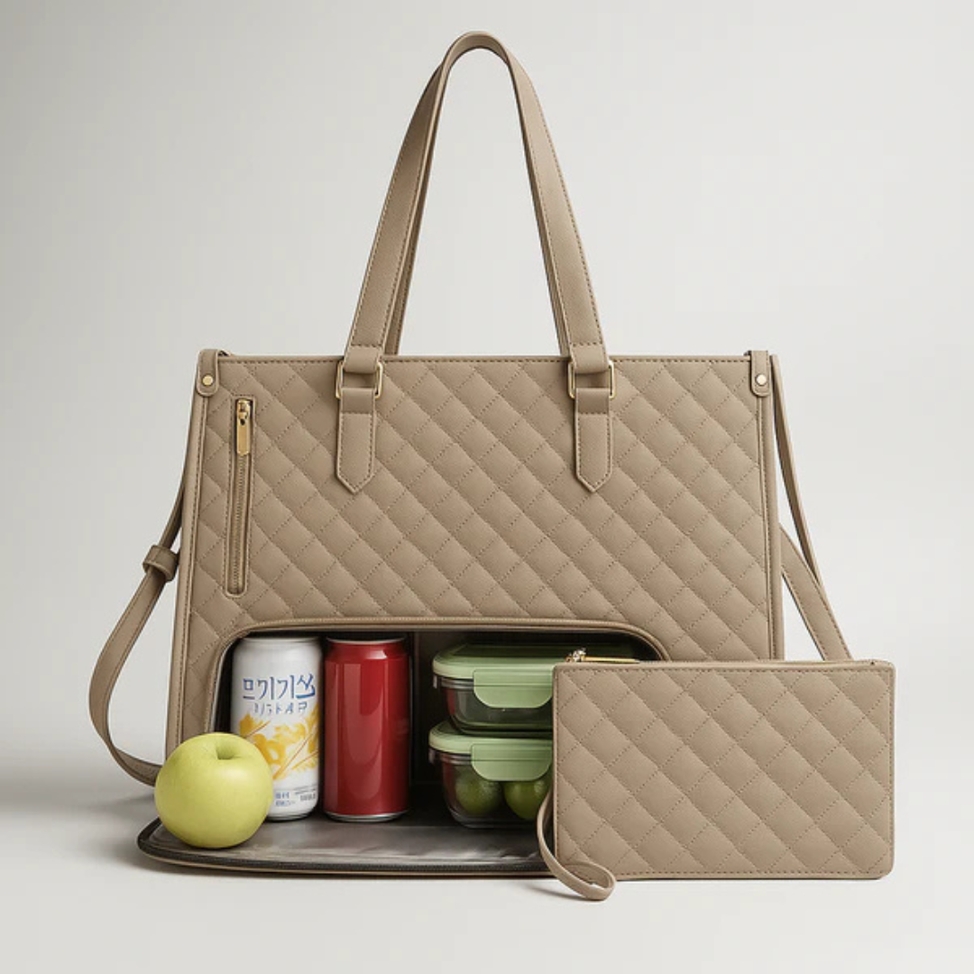 All-in-One Work Quilted Tote Bag with Clutch Purse