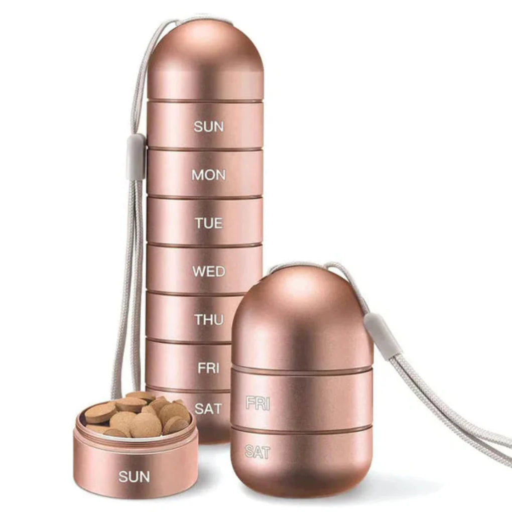 Aluminum 7-Day Portable Pill Organizer for Travel