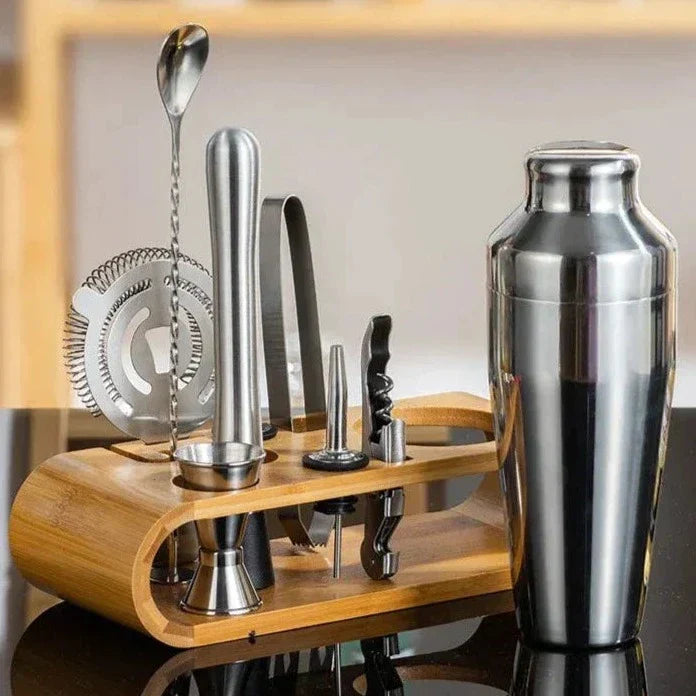 Metallic Cocktail Bar Tool Set with Complete Mixing Kit
