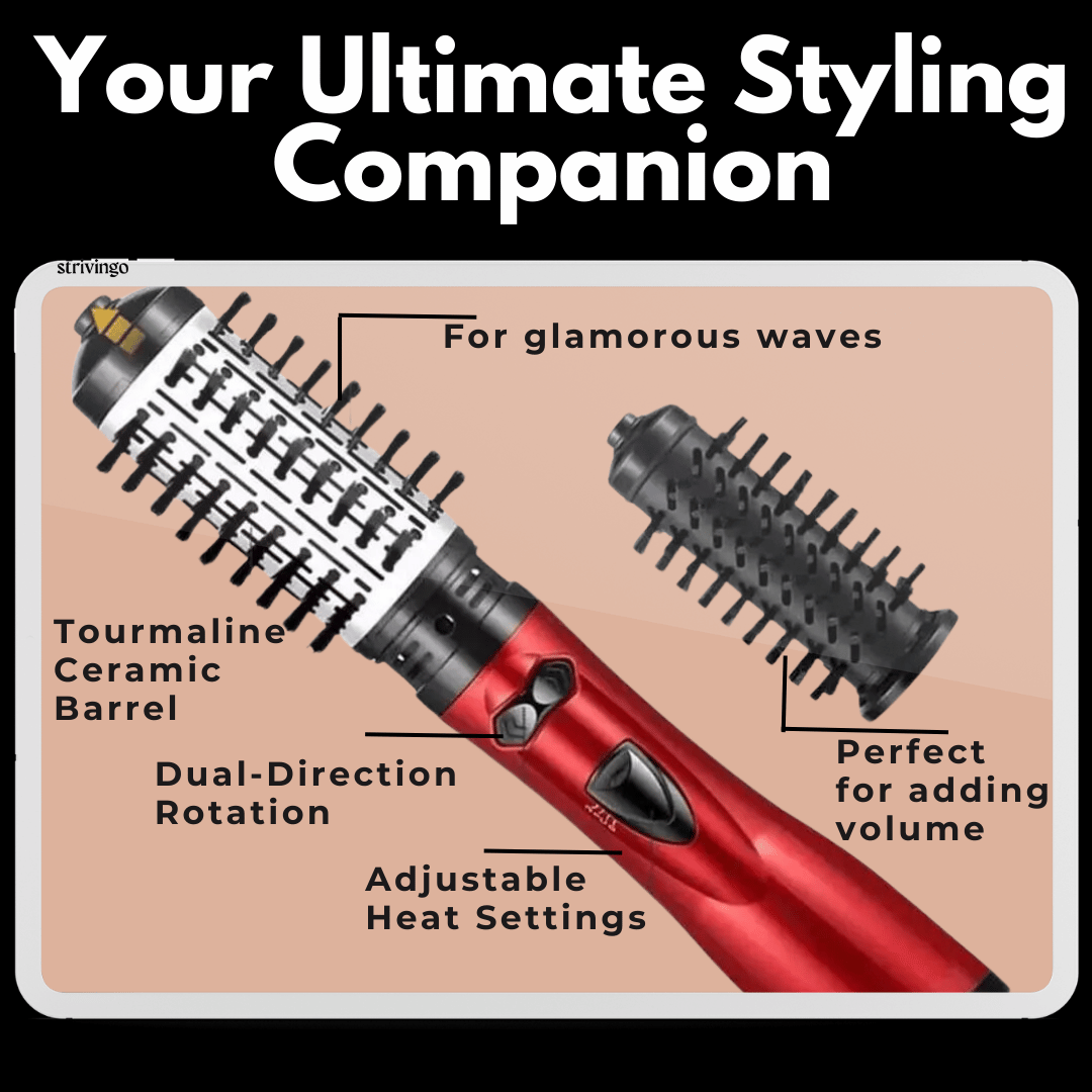 3-in-1 Rotating Hair Dryer and Styler with Heat Settings