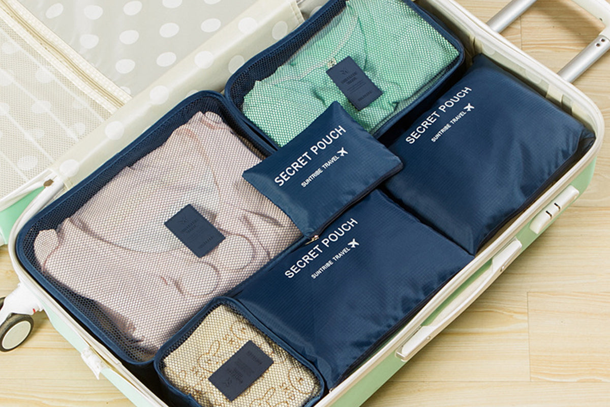 Six Piece Travel Storage Bags Set for Organized Luggage Packing