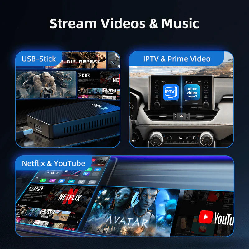 Wireless CarPlay Android Auto Box with Streaming