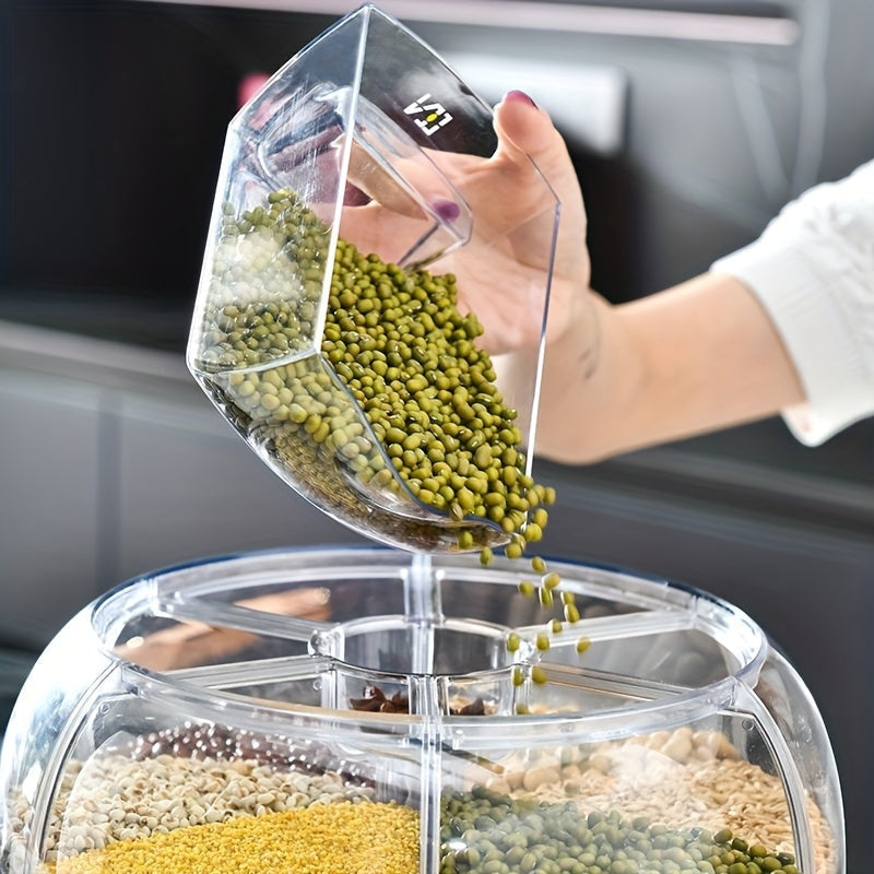 Rotating Grain Storage Container with Lid