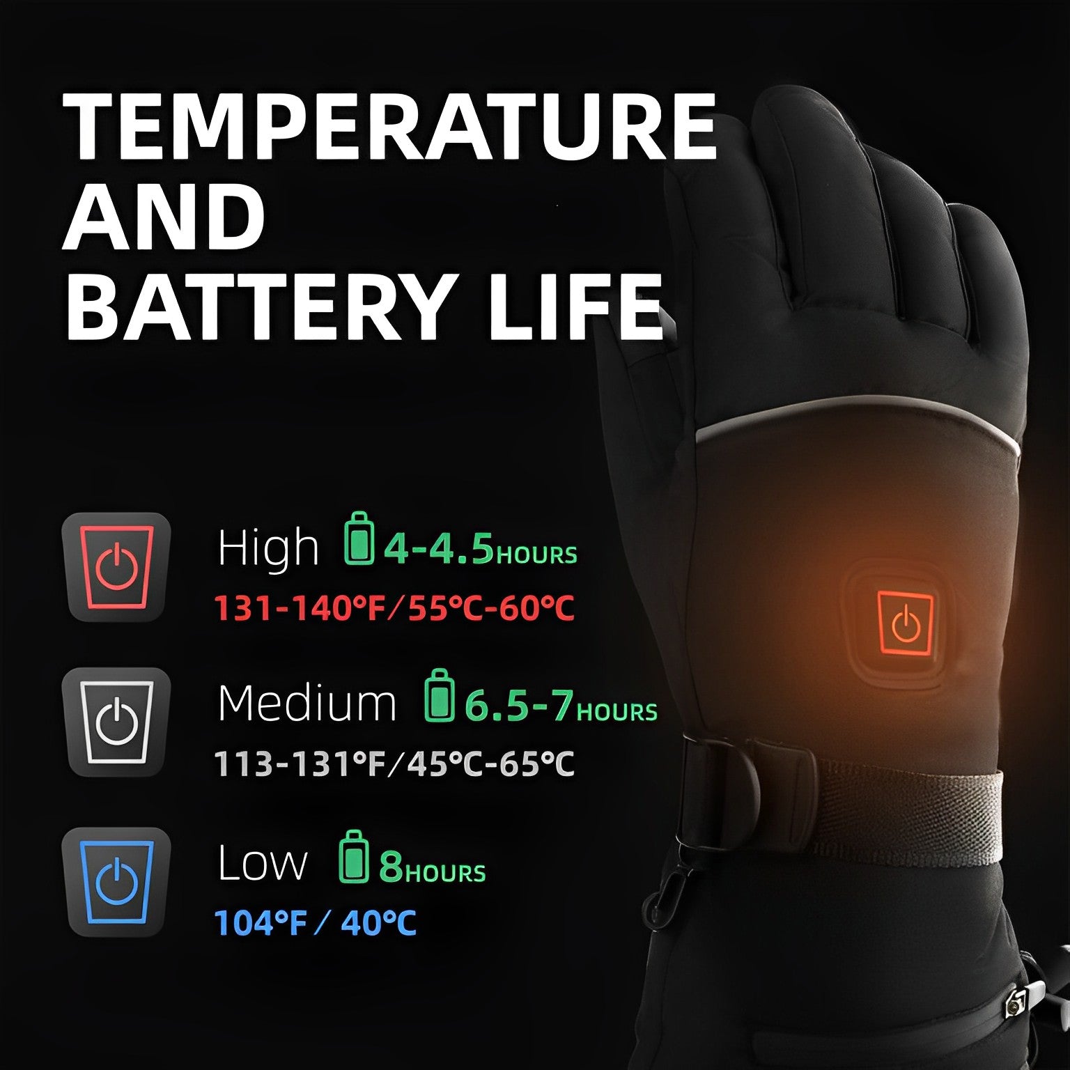 Rechargeable Heated Gloves with Temperature Control
