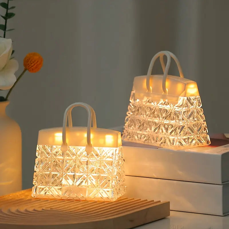 Handbag LED Table Lamp with Glass Shade for Soft Ambient