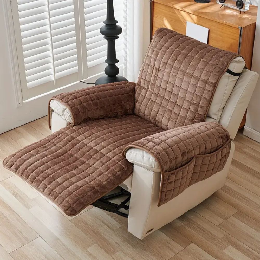 Recliner Cover with Plush Texture and Protective Arm Covers