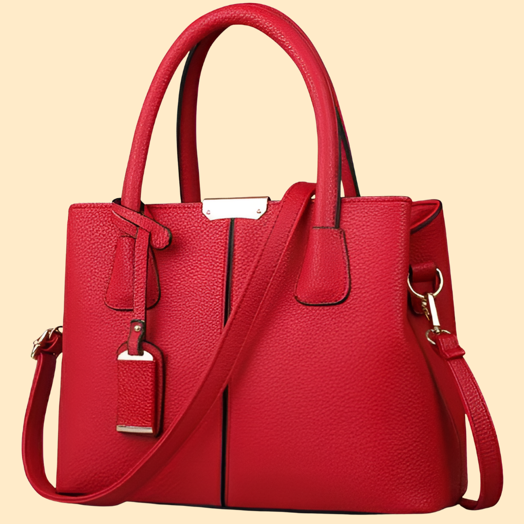 Pebbled Leather Tote Bag with Top Handles & Adjustable Crossbody Strap