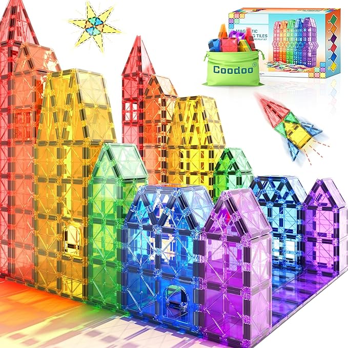 Montessori Magnetic Tiles Building Set with 40 Pieces for STEM Learning
