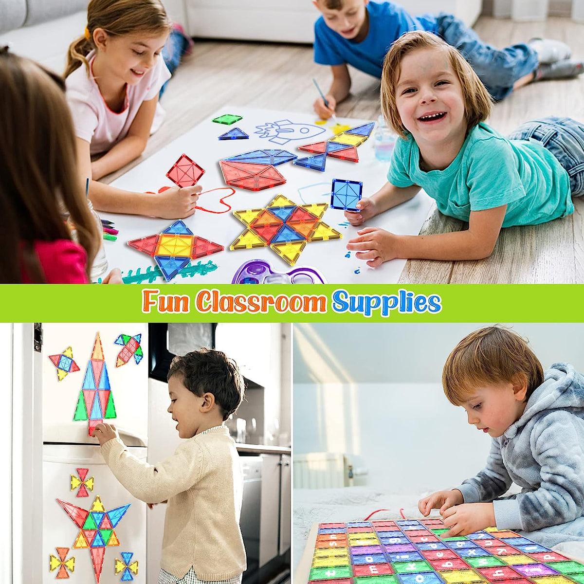 Montessori Magnetic Tiles Building Set with 40 Pieces for STEM Learning