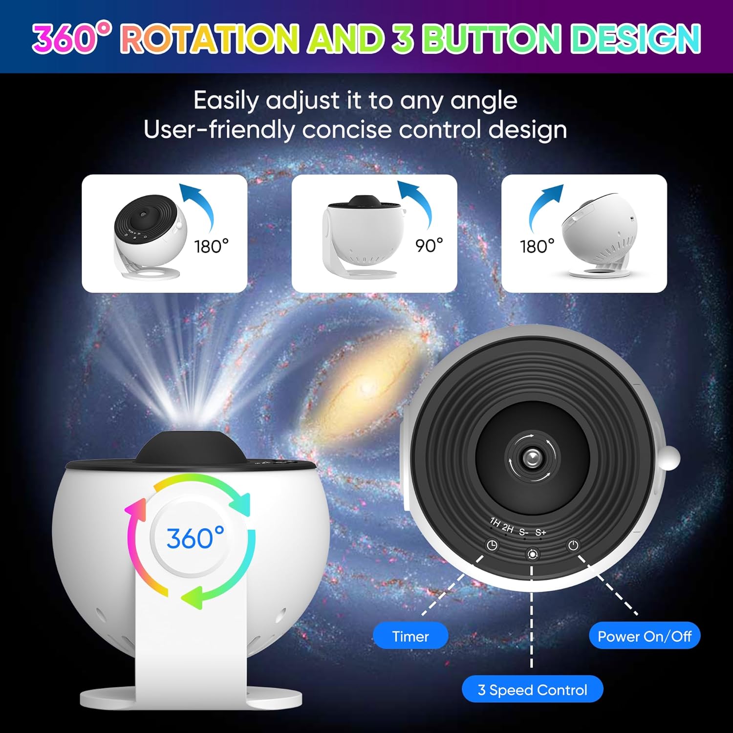 Galaxy Projector Star Light with 360° Rotating HD Films