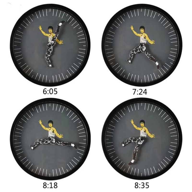 Circular Bruce Lee Kung Fu Wall Clock for Unique Home Decor