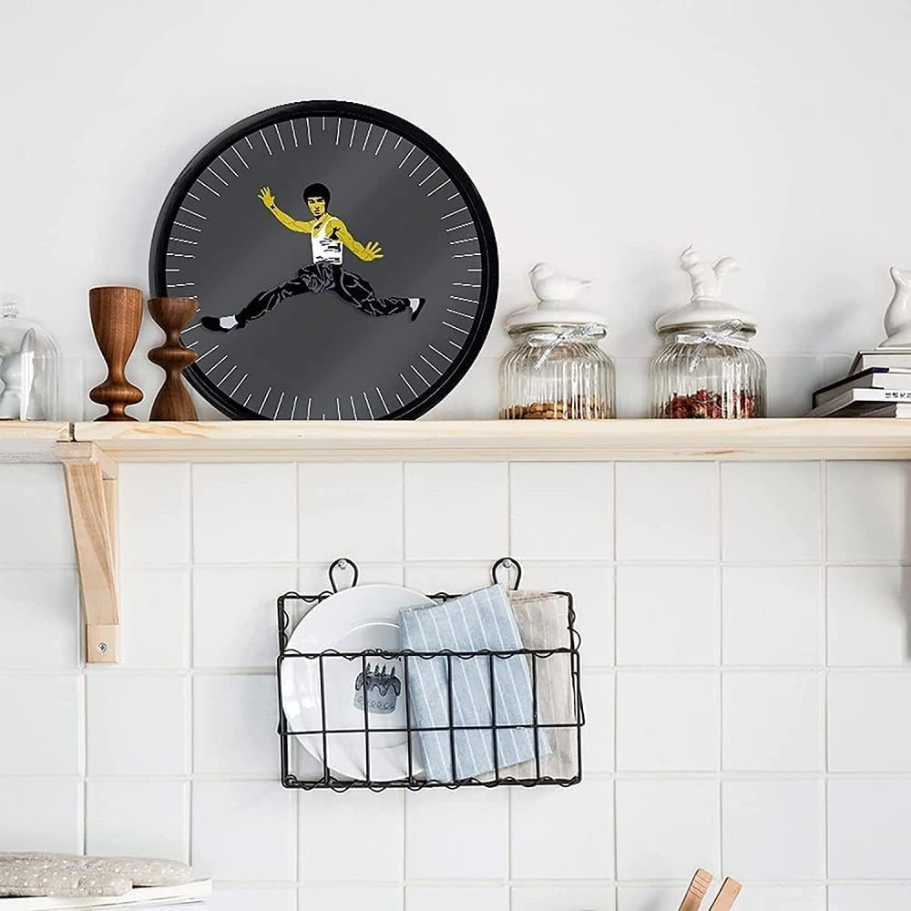 Circular Bruce Lee Kung Fu Wall Clock for Unique Home Decor
