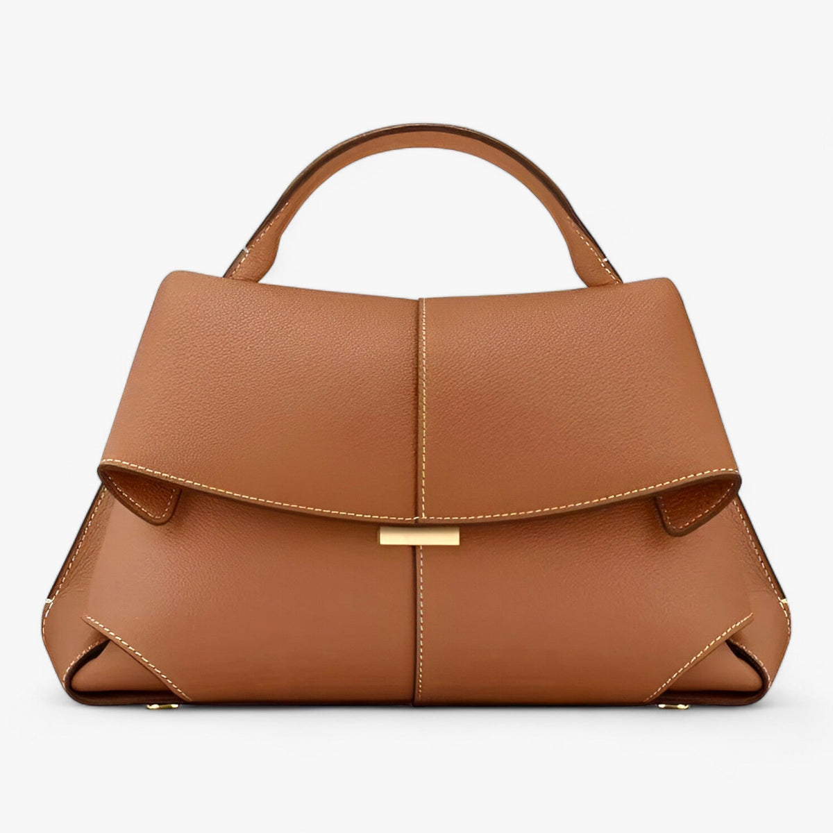 Elegant Leather Handbag for Women - Pleated Single