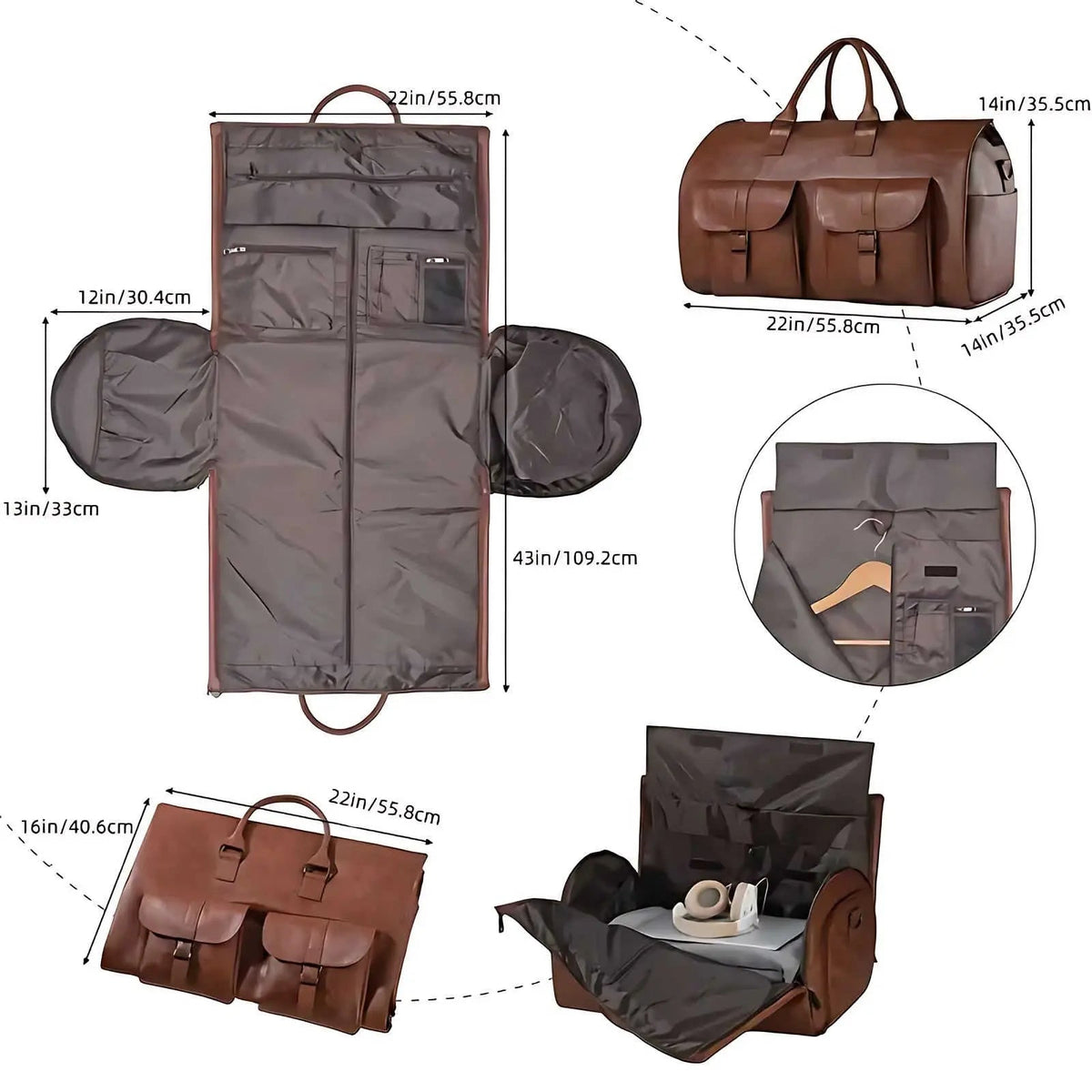 Leather Duffle Bag for Travel with Handles