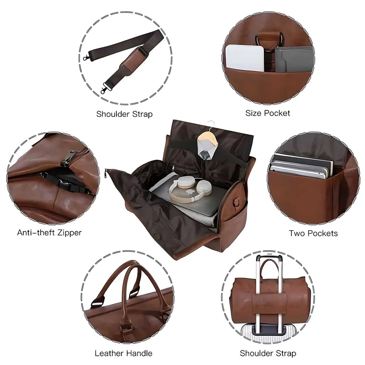 Leather Duffle Bag for Travel with Handles