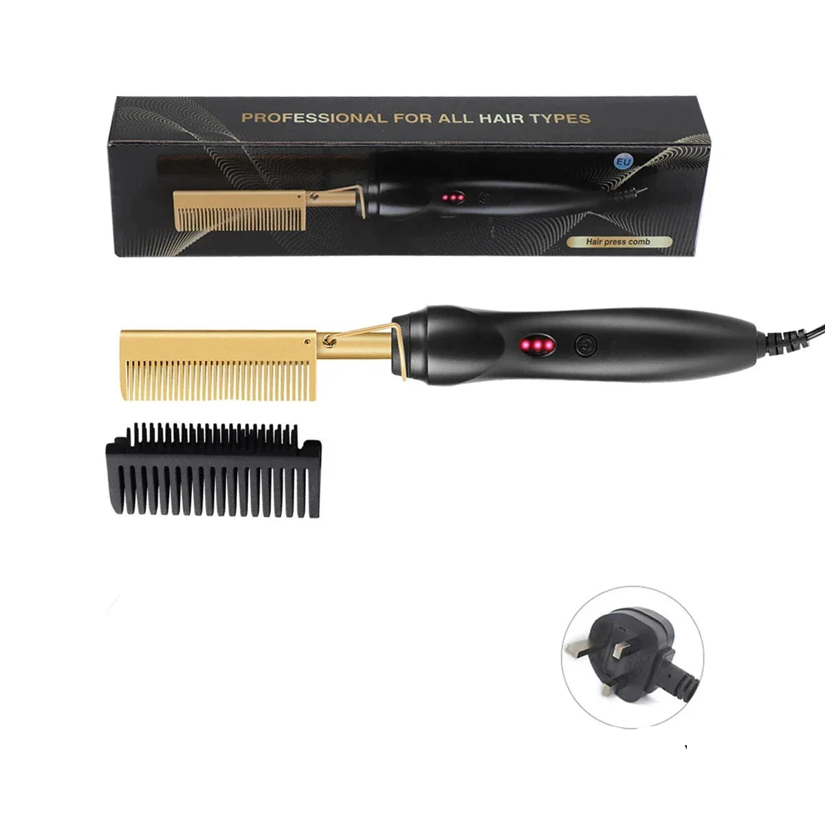 Portable Electric Comb for Curler and Straight Hair Styling