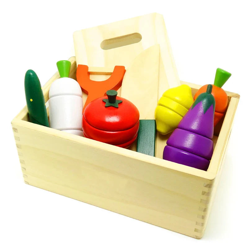 Montessori Wooden Fruits & Vegetables Kitchen Toy Set