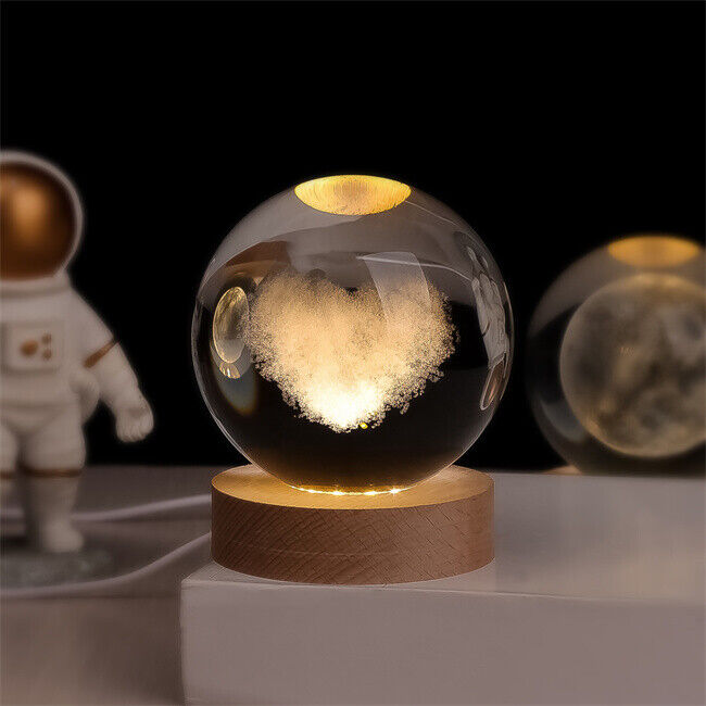 Solar Space Crystal Ball Light for Ambient Decor with Astronaut