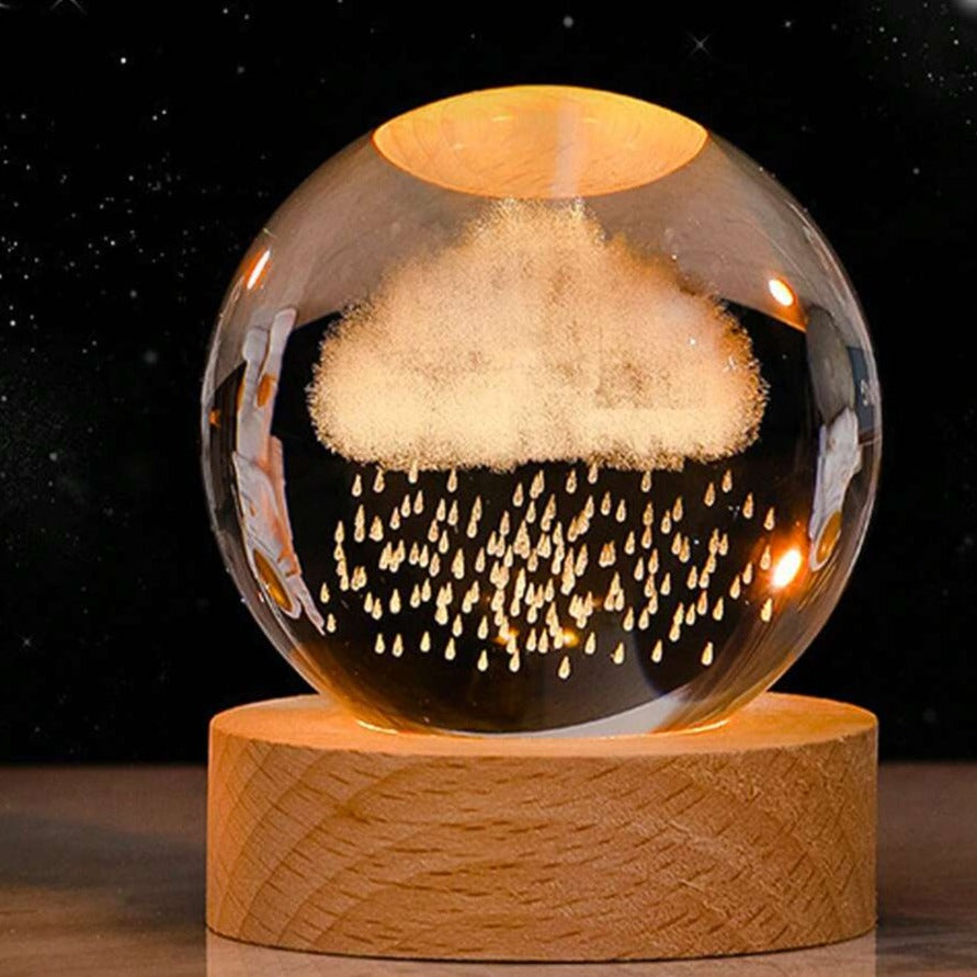 Solar Space Crystal Ball Light for Ambient Decor with Astronaut