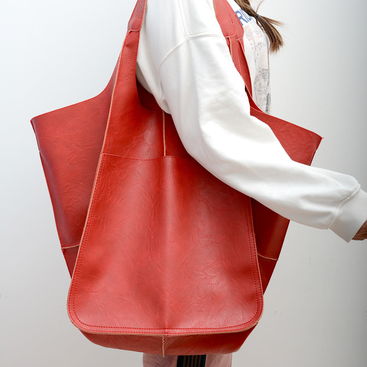 Leather Tote Bag for Women with Shoulder Straps
