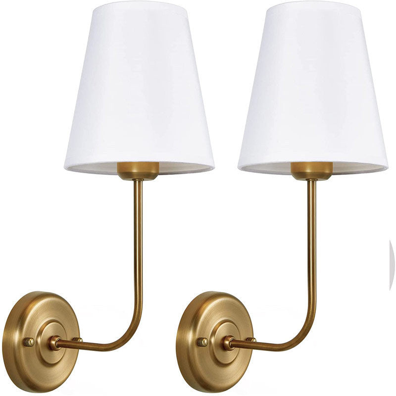 Modern Wall Sconce with Brass Arm and Linen Shade