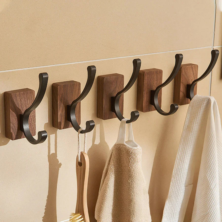 Self Adhesive Wood and Metal Wall Hook - Hanging Rack