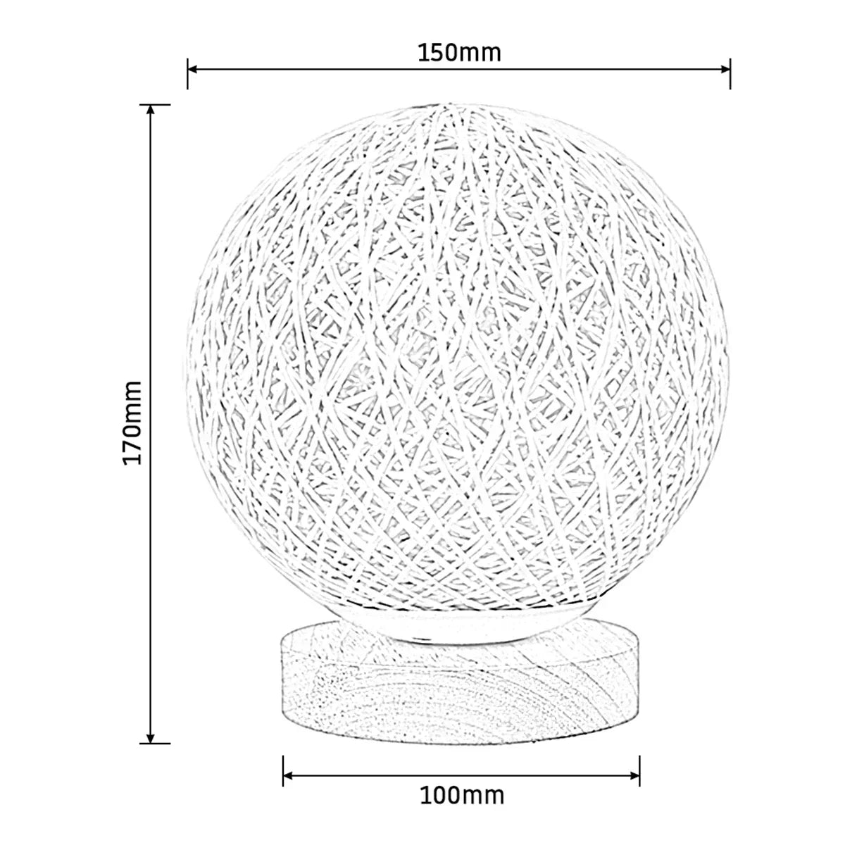 Rattan Sphere Table Lamp for Living Room