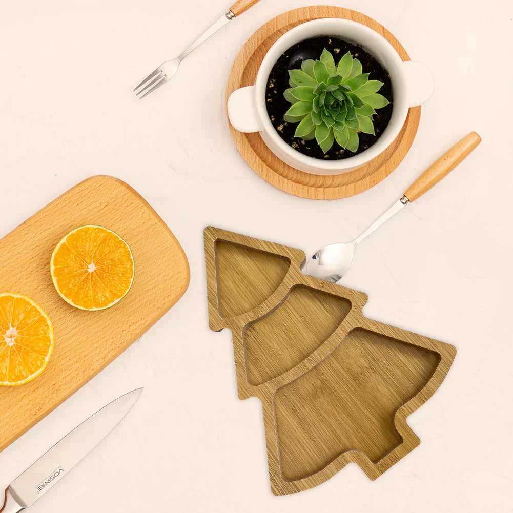 Wooden Christmas Tree Serving Board for Festive Dining