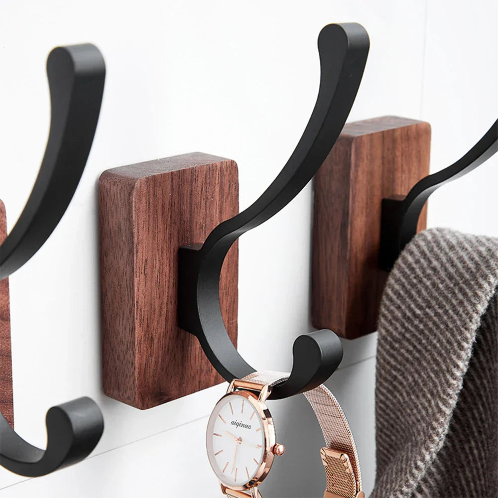 Self Adhesive Wood and Metal Wall Hook - Hanging Rack