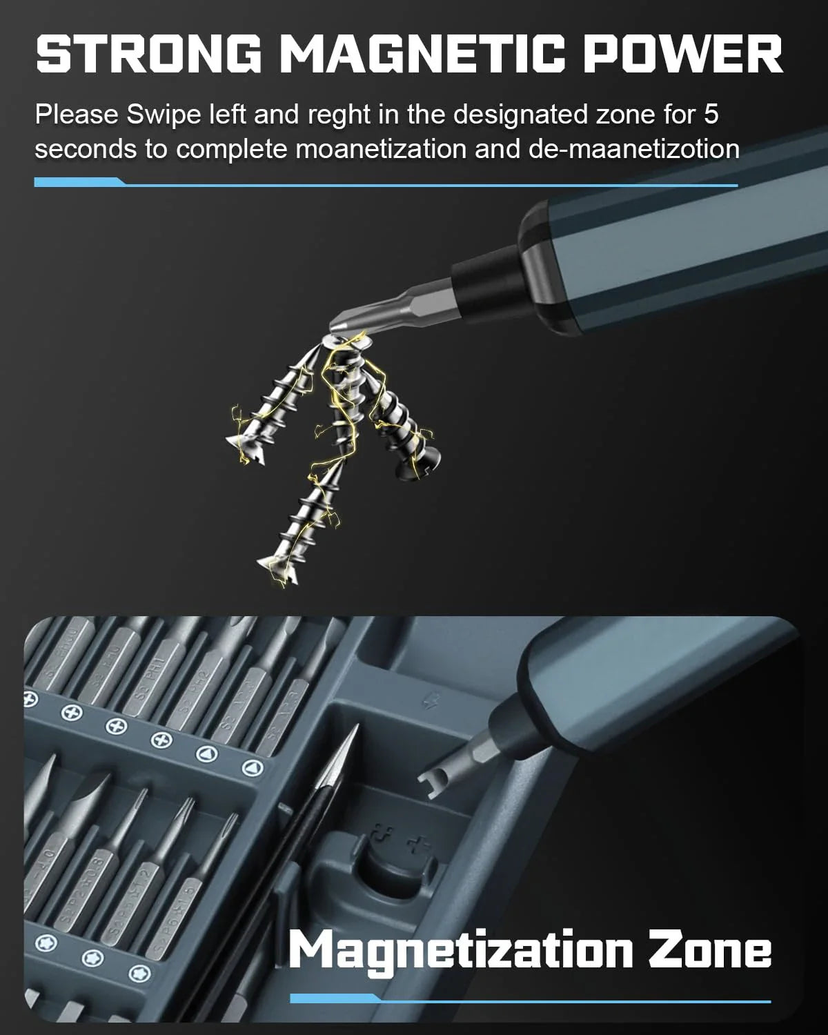 Precision Electric Screwdriver Set with Magnetic Bits