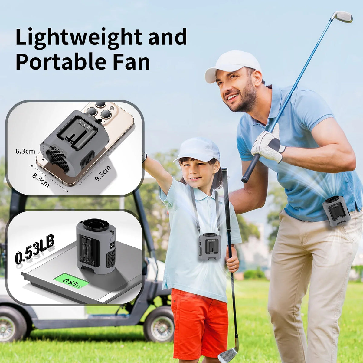 Portable 5000mAh Waist Fan with Four Speed Settings for Outdoor Use