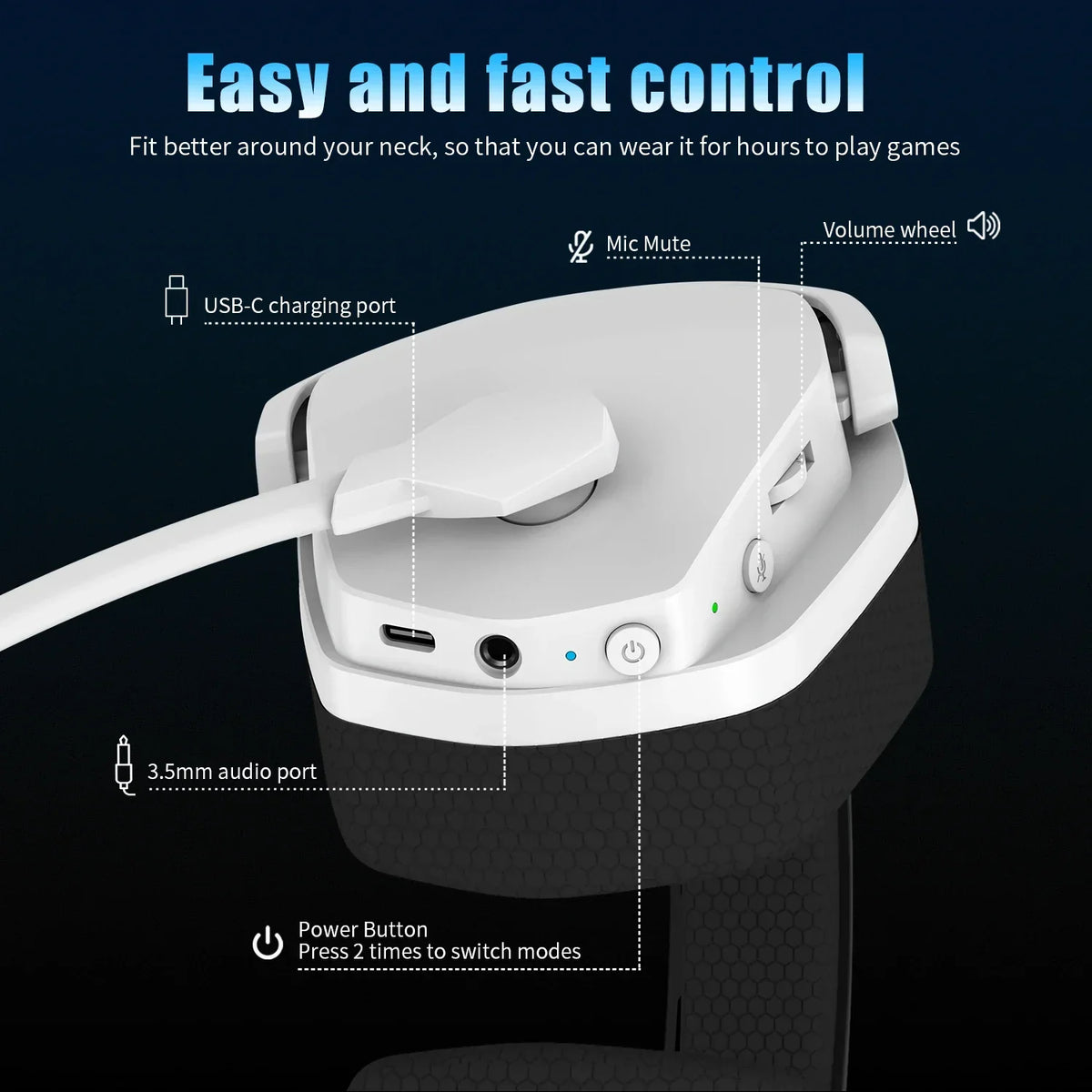Wireless Gaming Headset with Microphone and Noise Reduction