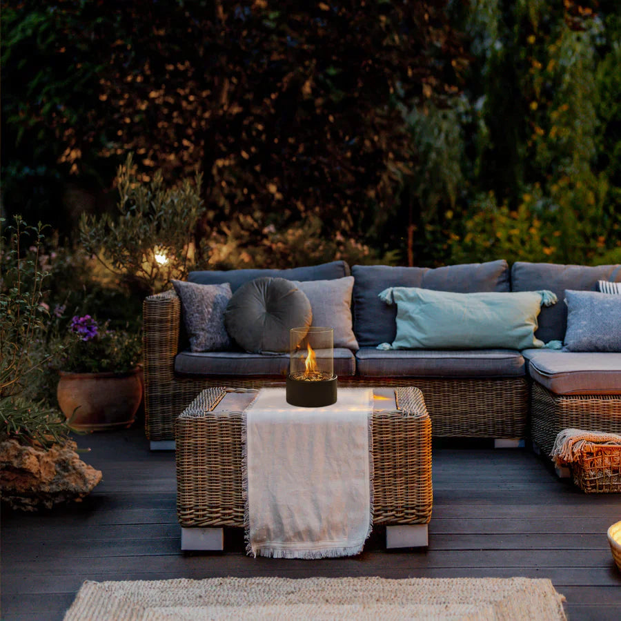 Portable Tabletop Fireplace with Cobblestones for Modern Home